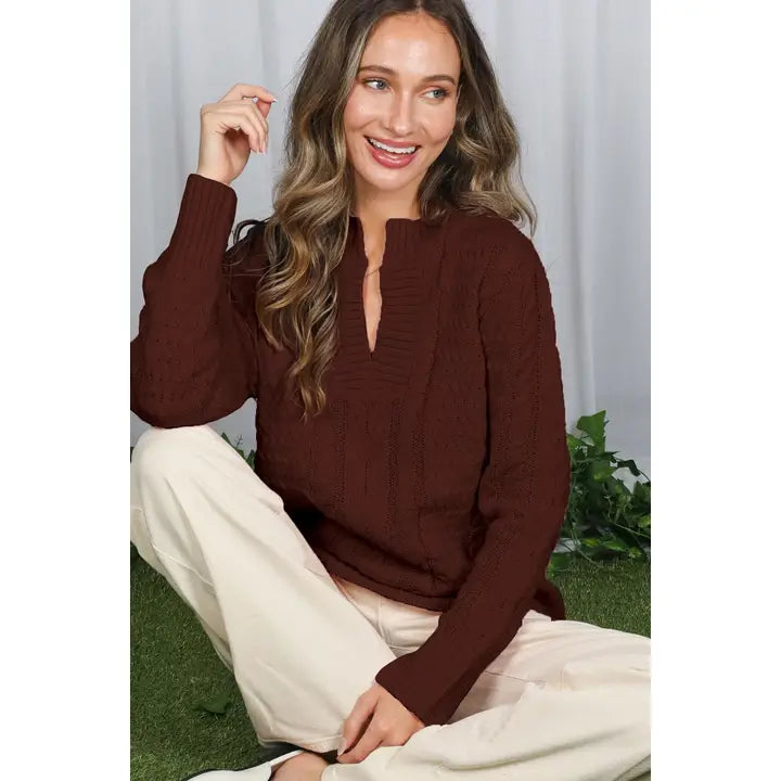 Casual Cable V-Neck