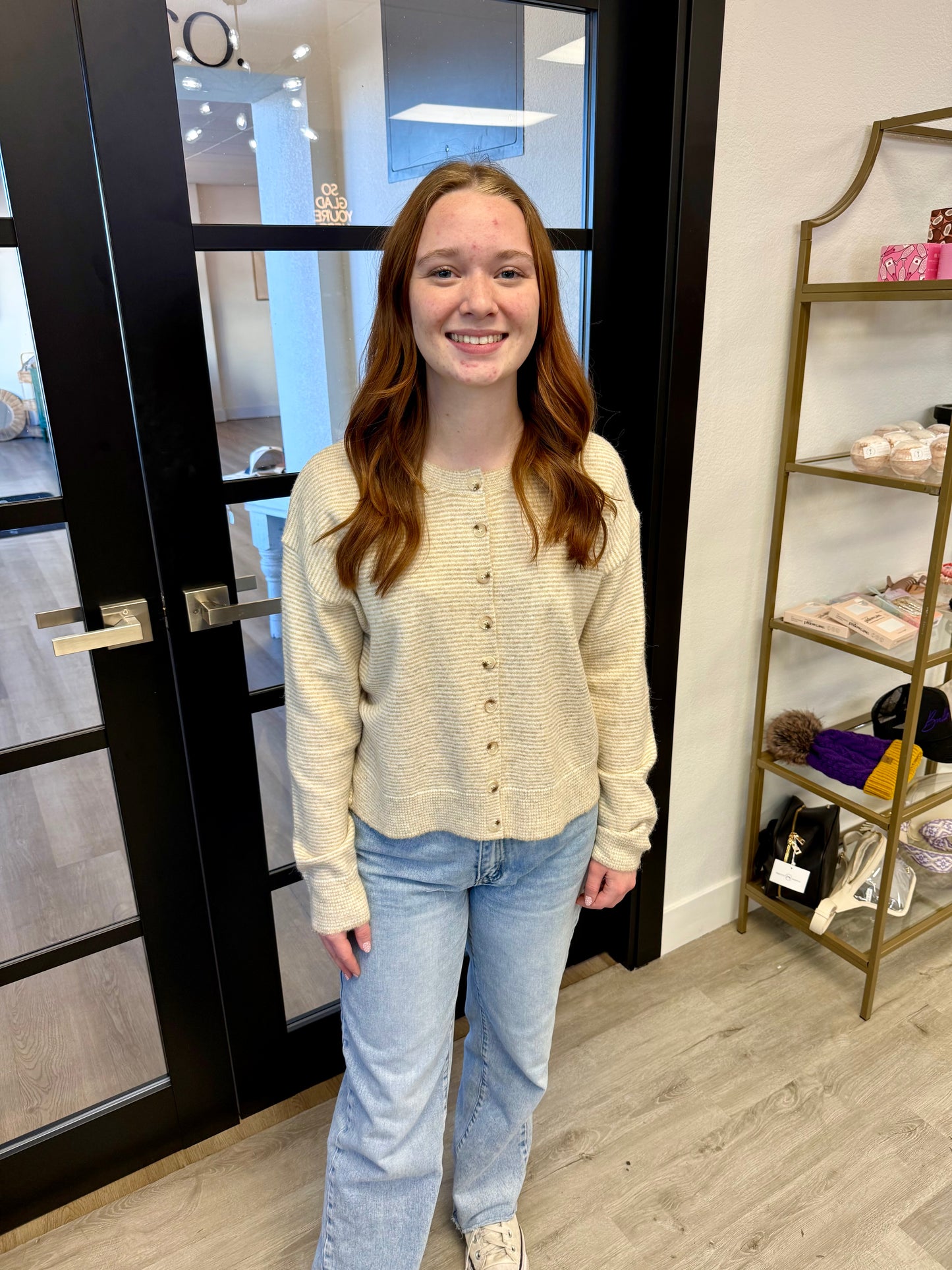 Striped Button-Up - Taupe