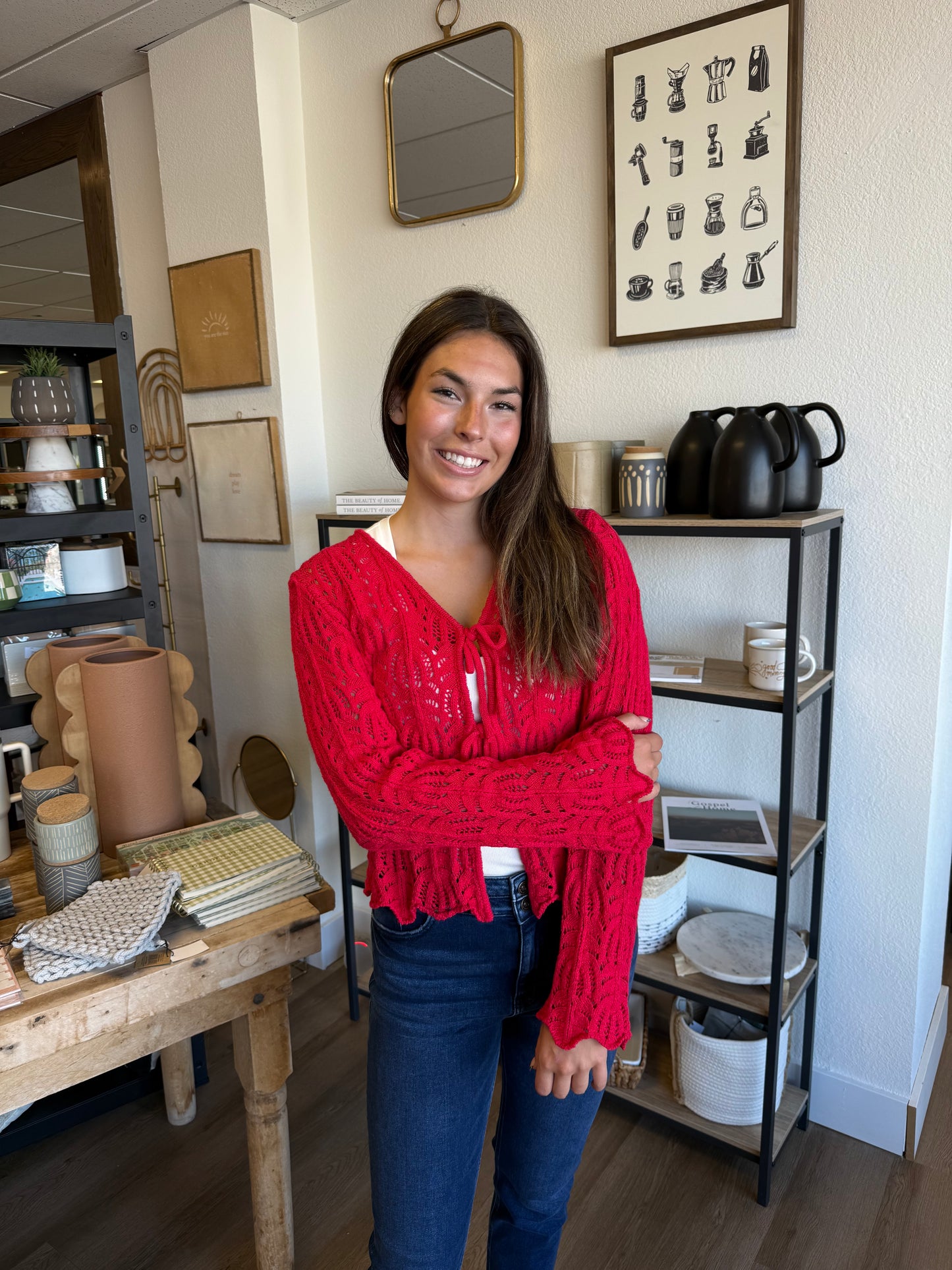 Bell Sleeve Cardigan - Berry