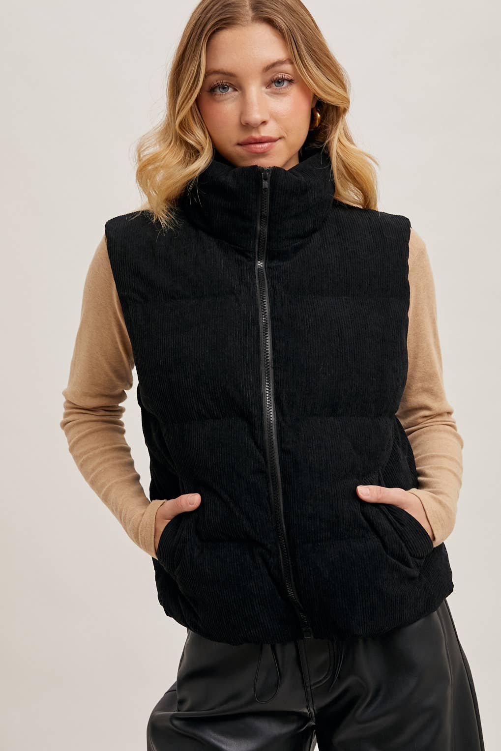 Black Corduroy Puffer Vest