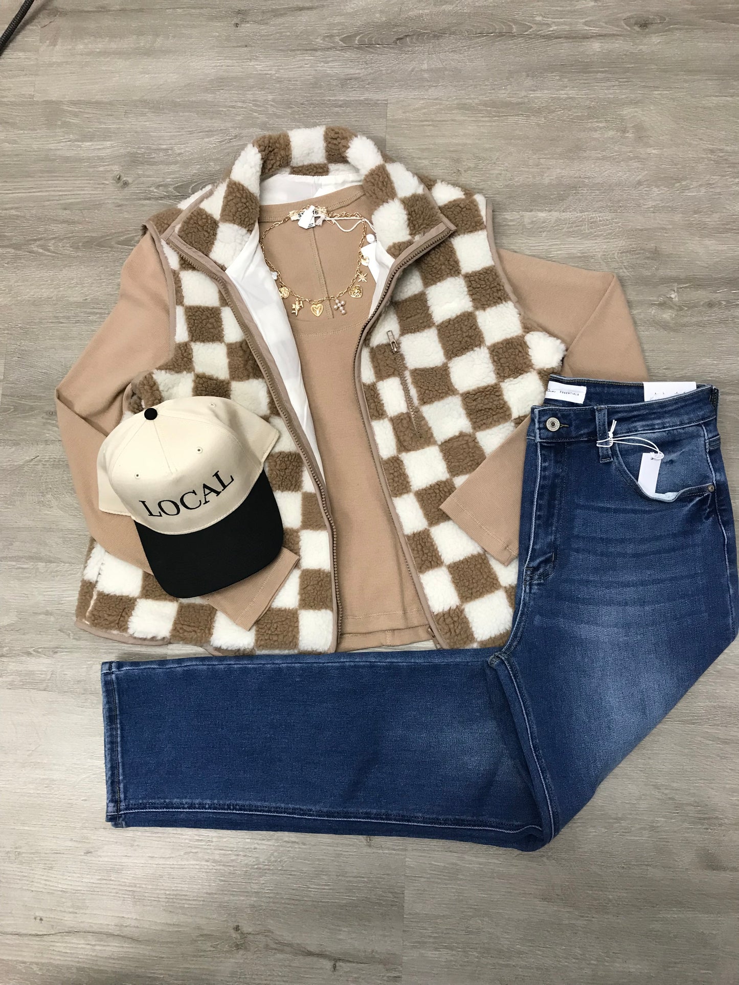 Checkered Sherpa Vest