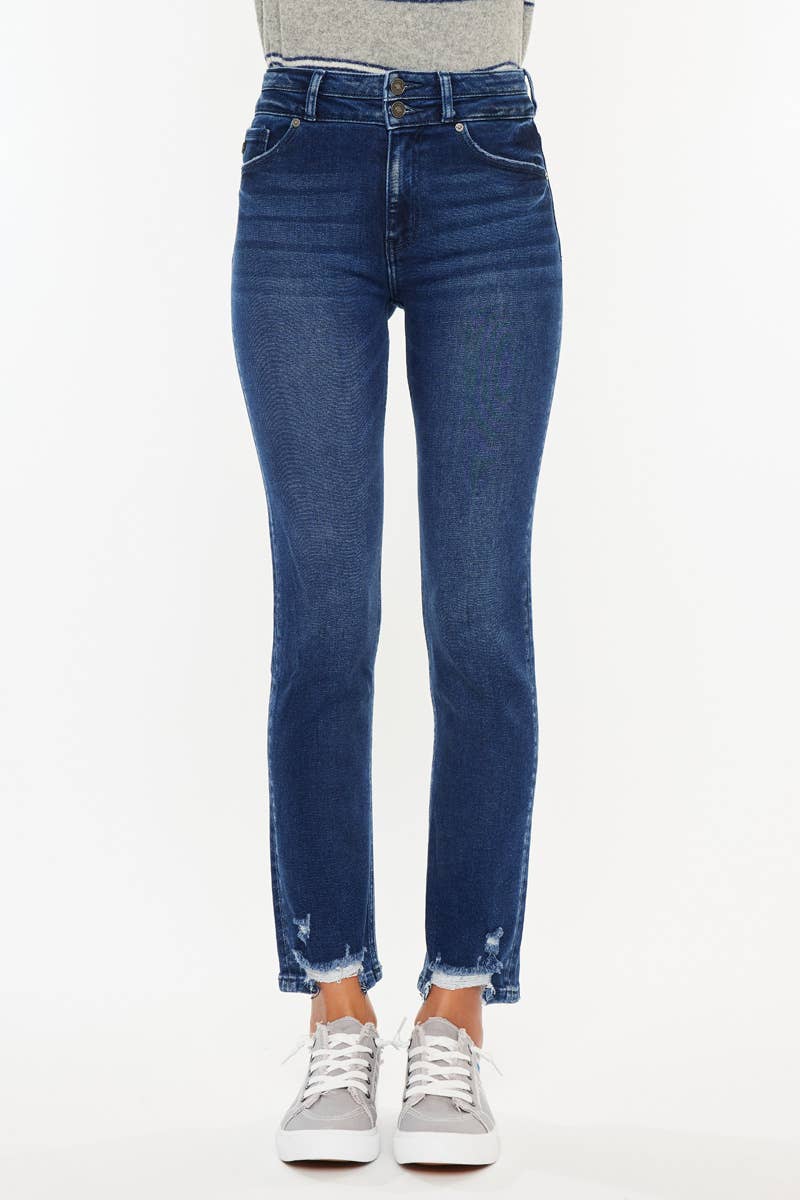 High Rise Straight Jeans Dark