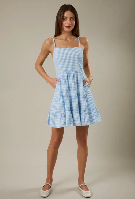 Gingham Dress - Blue