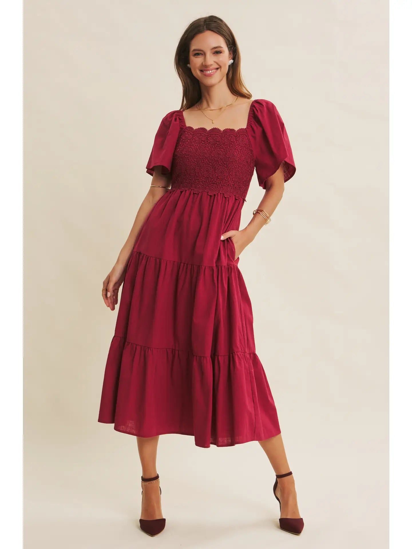 The Essence Midi Dress - Berry