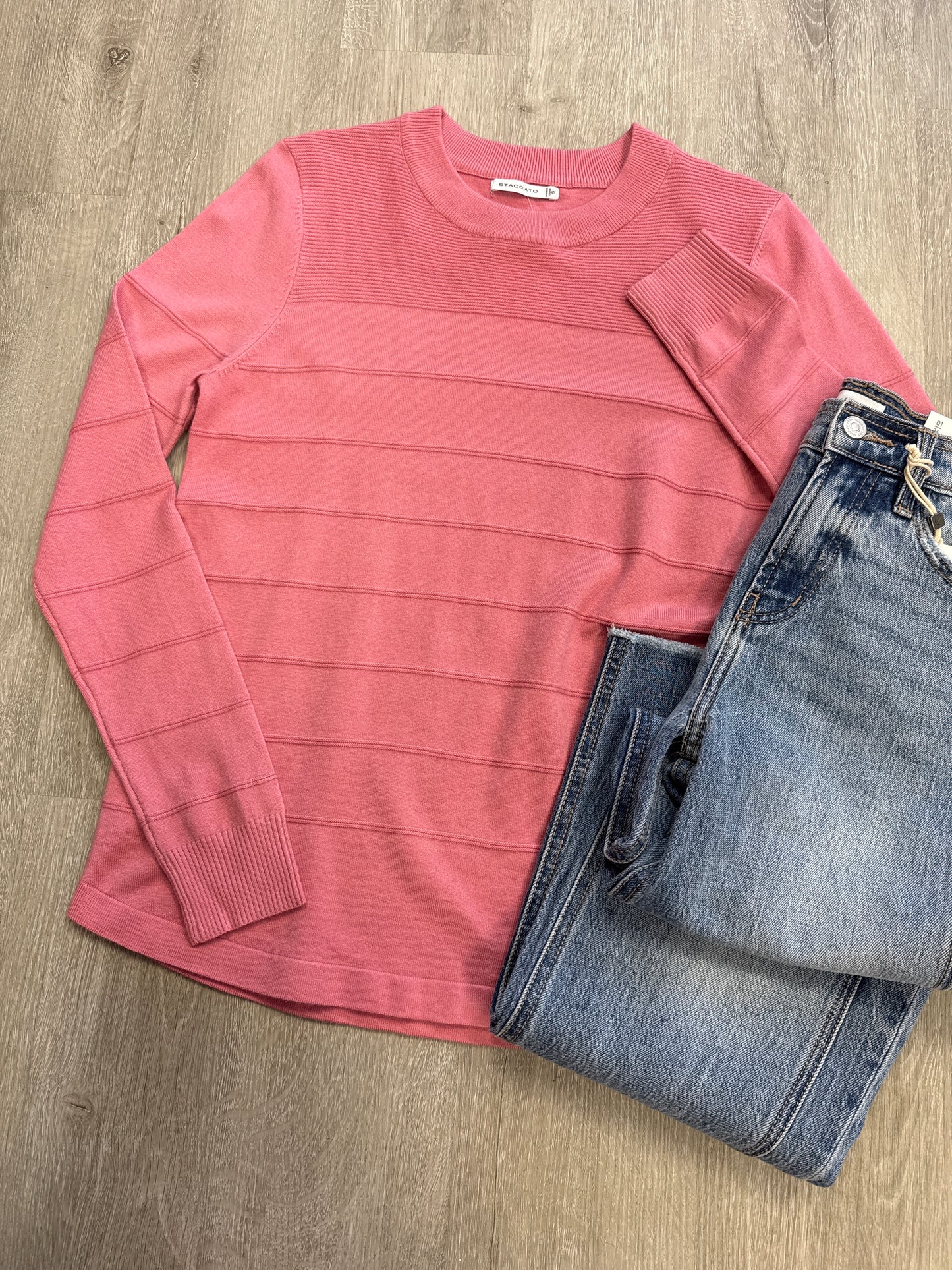 Pintucked Pullover Sweater - Pink