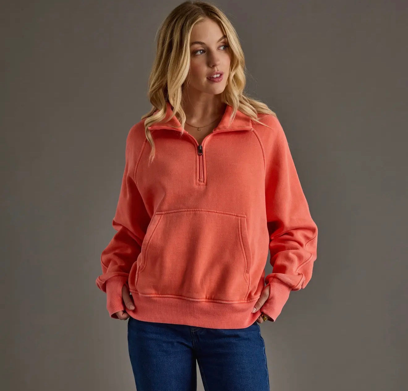 Quarter Zip - Coral