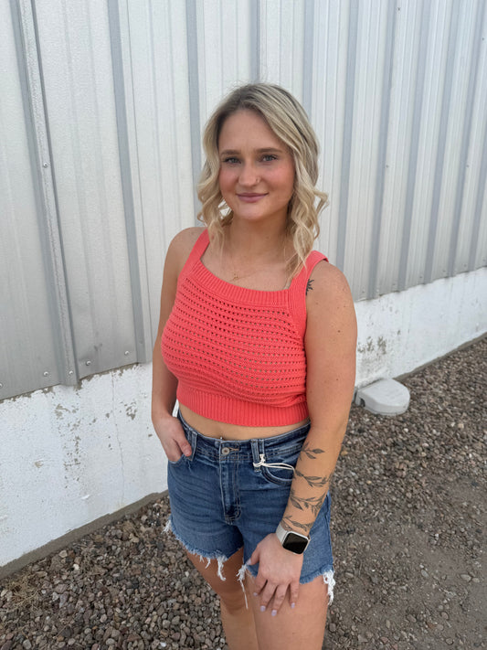 Square Neck Tank - Coral