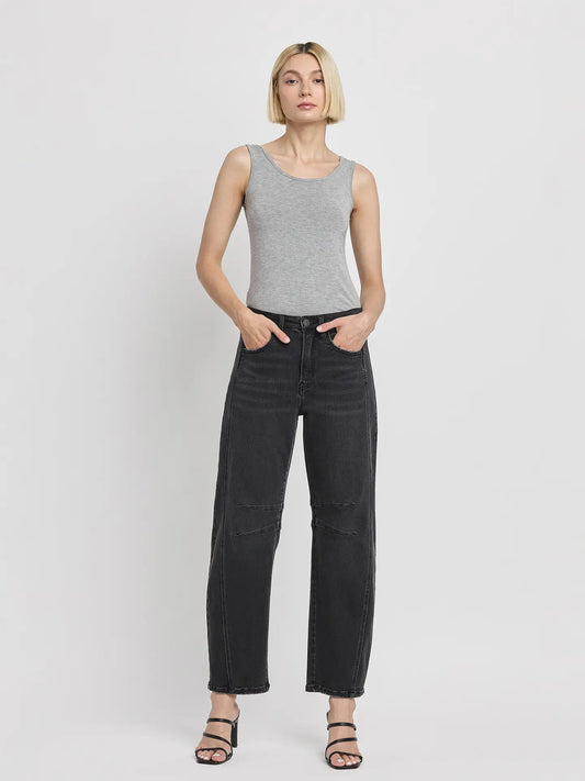 Flying Monkey High Rise Barrel Jean - Black