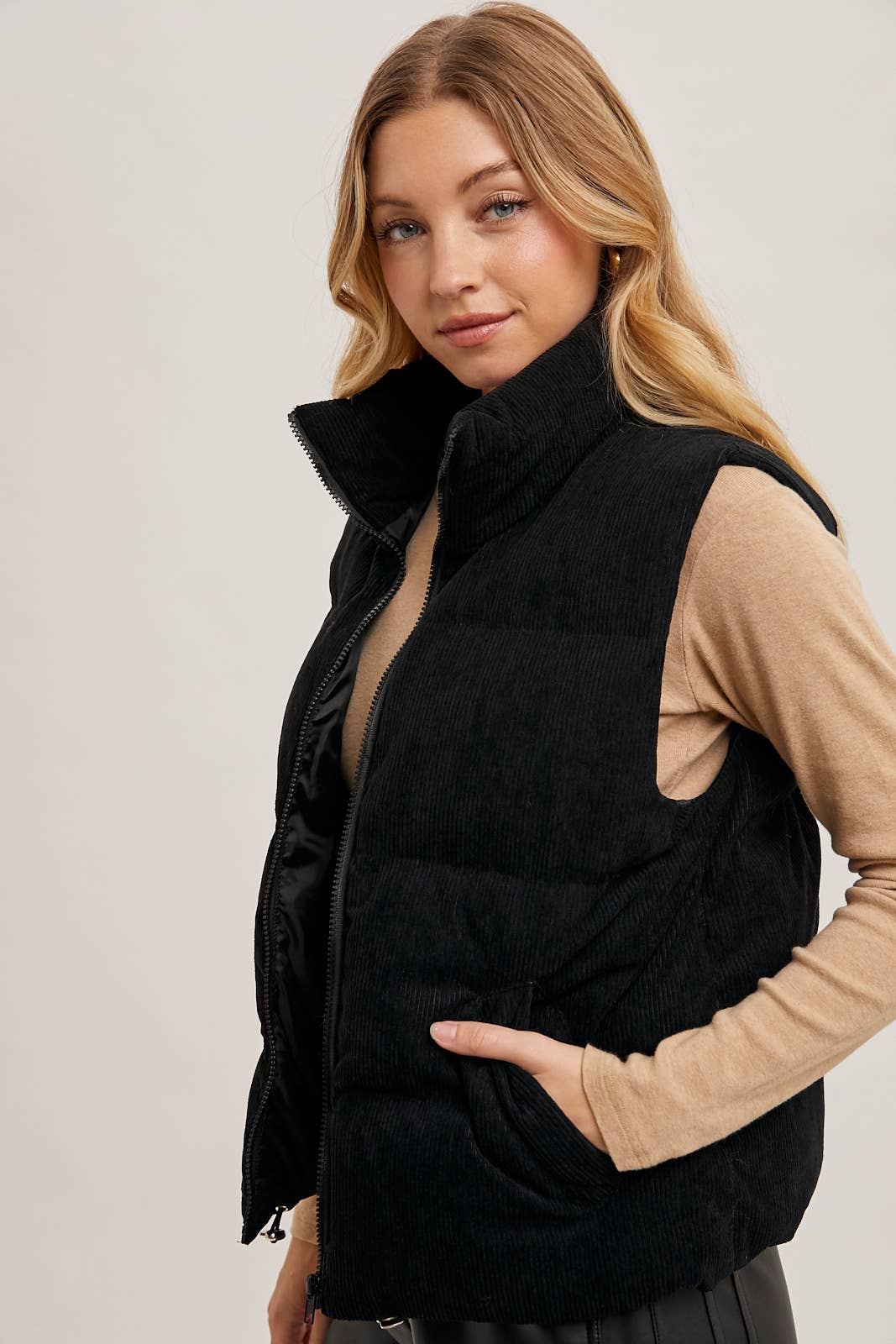 Black Corduroy Puffer Vest