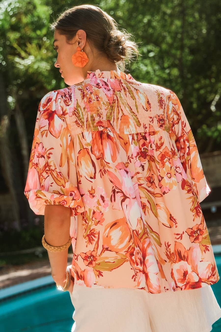 Floral Printed Blouse - Peach