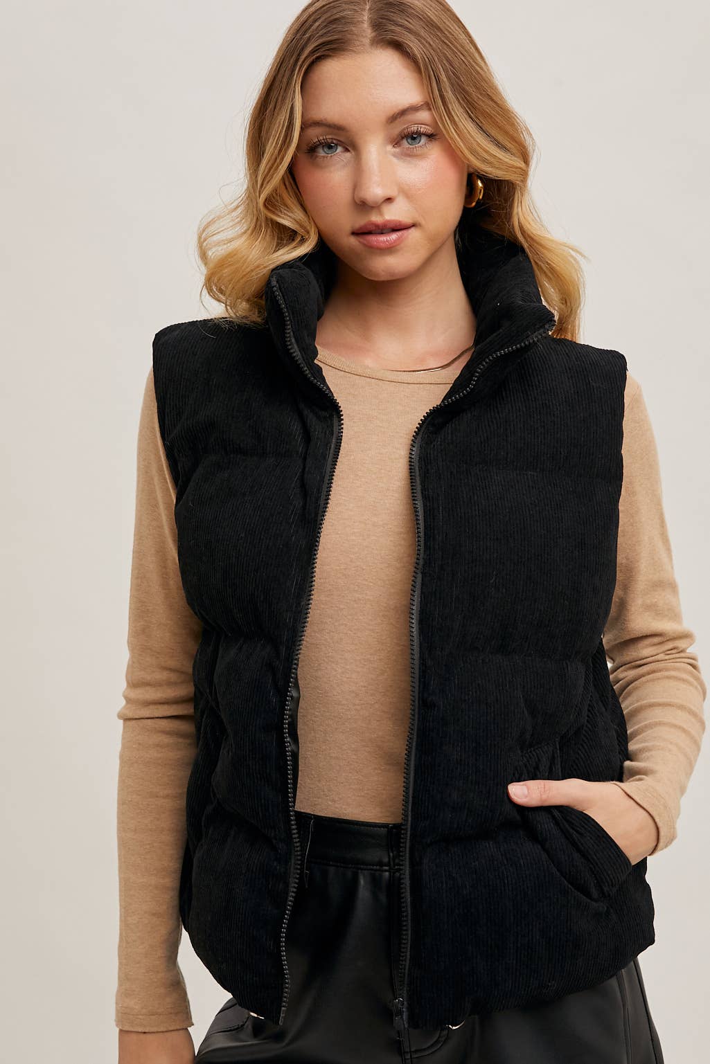 Black Corduroy Puffer Vest