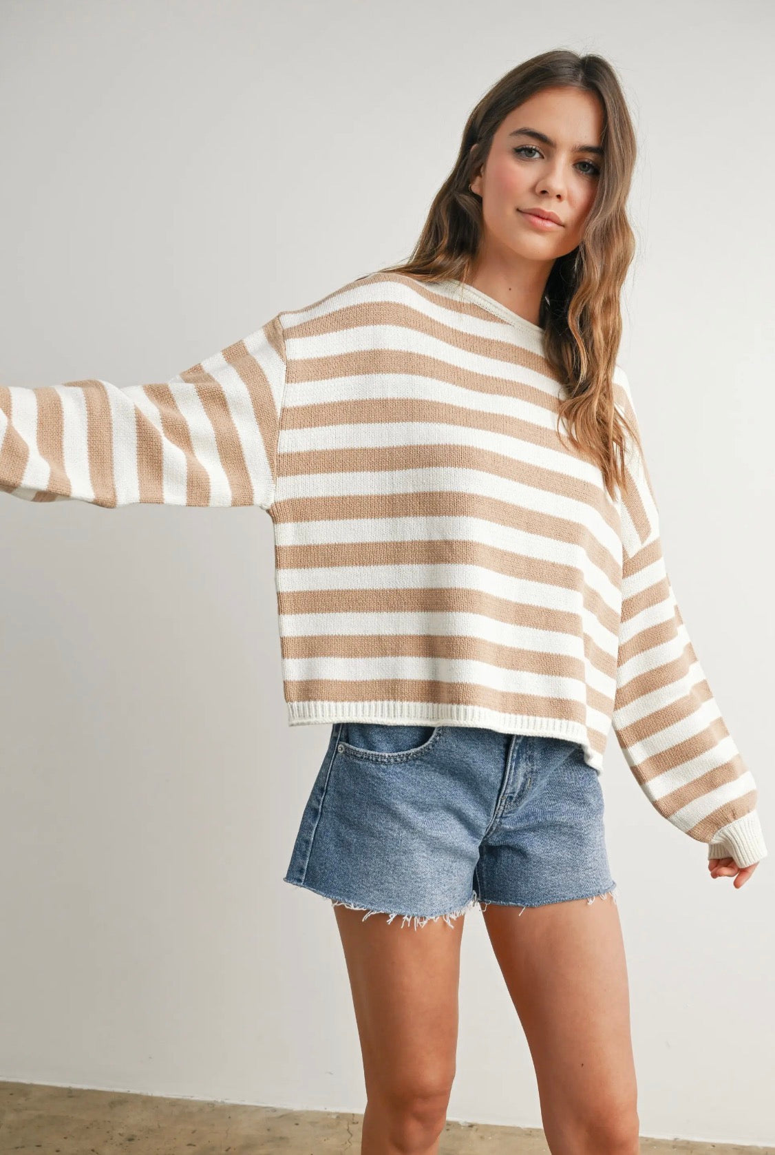 Beige Striped Sweater