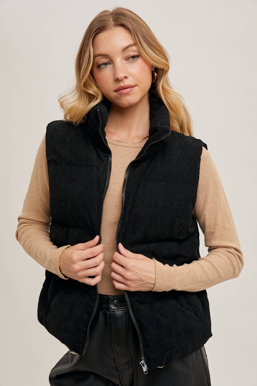 Black Corduroy Puffer Vest