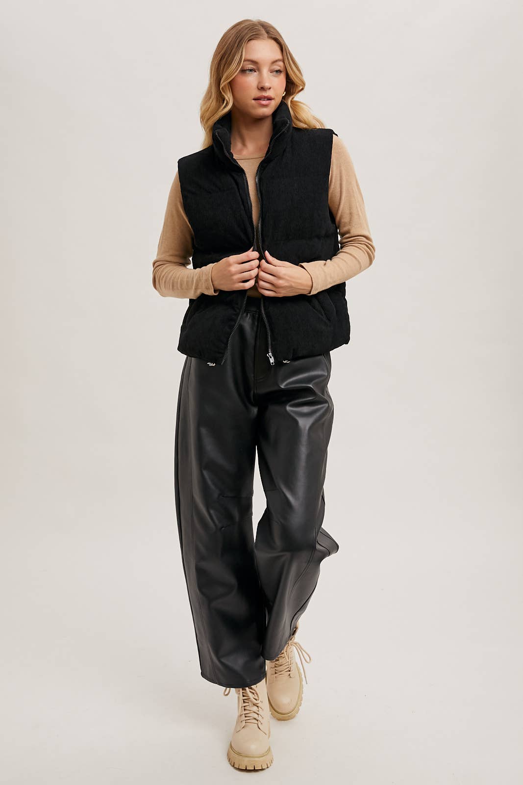 Black Corduroy Puffer Vest