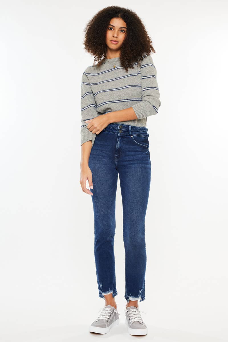 High Rise Straight Jeans Dark