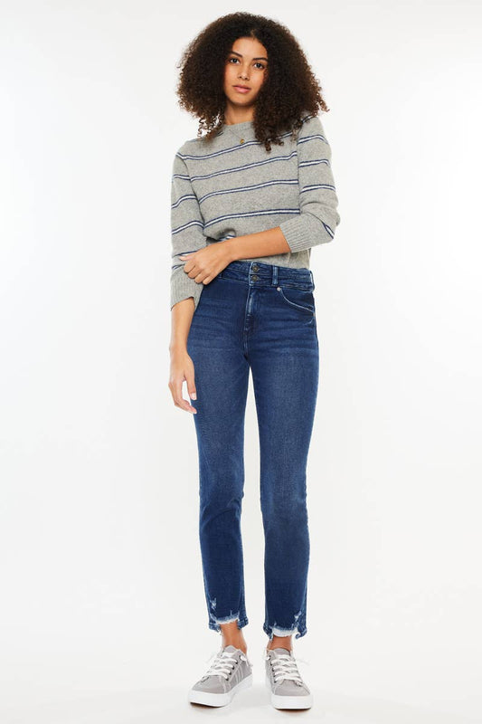 High Rise Straight Jeans Dark