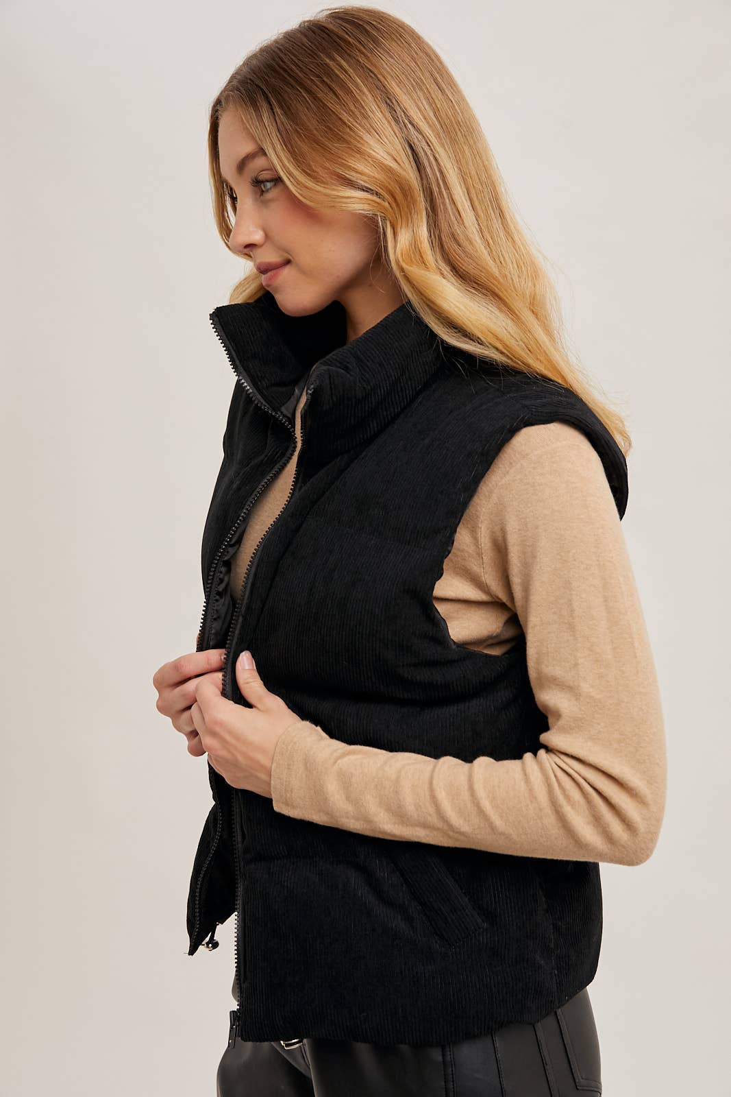 Black Corduroy Puffer Vest