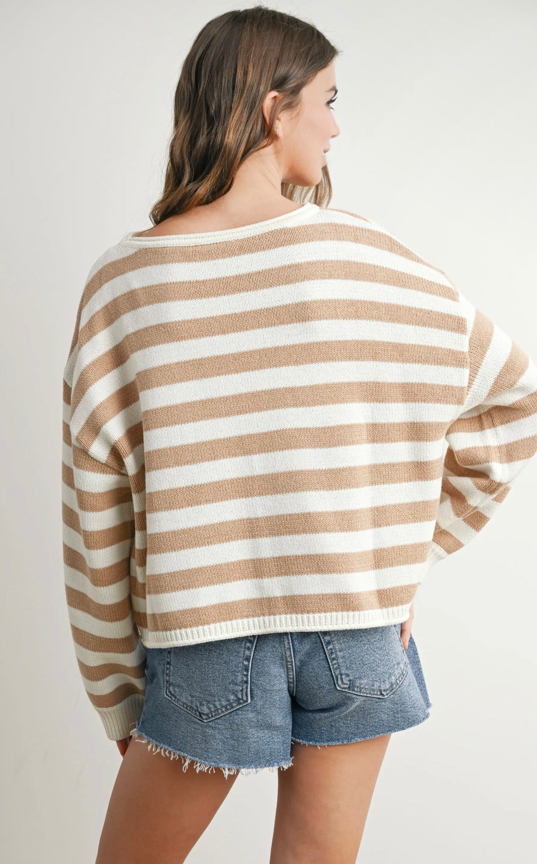 Beige Striped Sweater