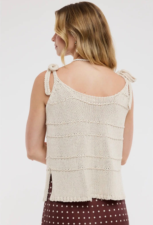 Tied Shoulder Tank - Taupe