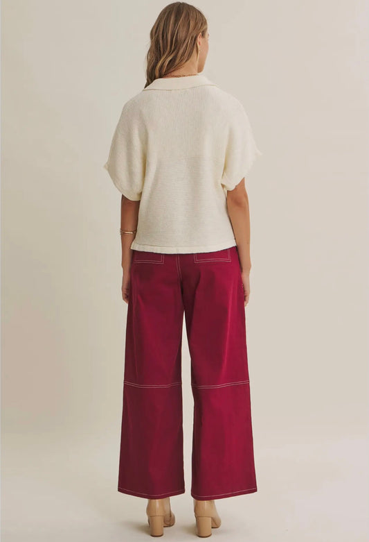 Ribbed Knit Top - Cream