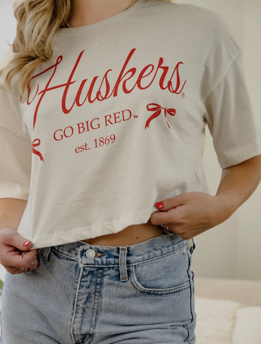 Husker Bow Cropped Tee