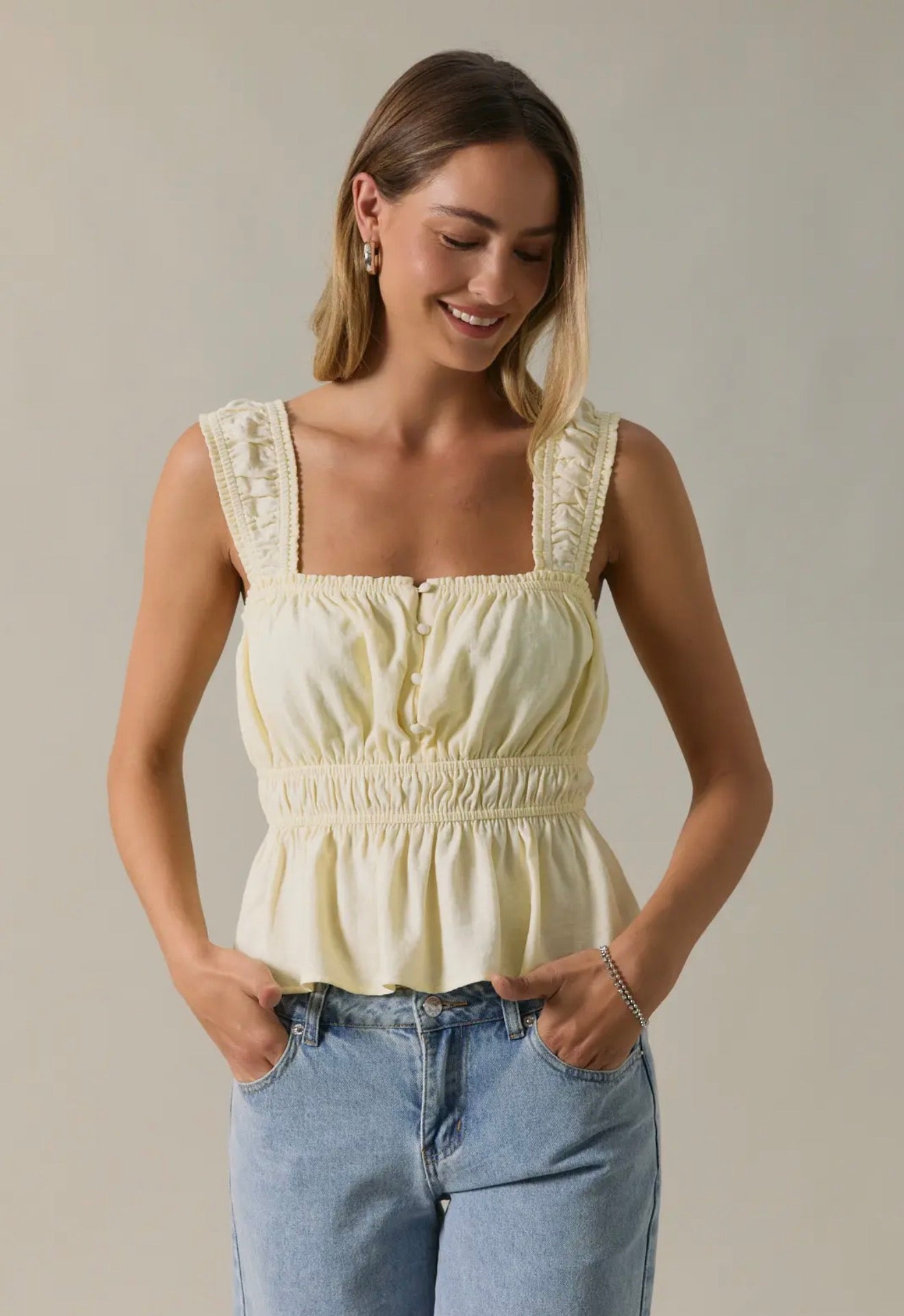 Peplum Tank - Butter