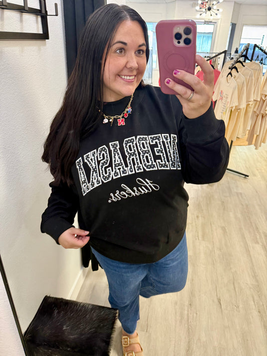 Huskers Black Mockneck