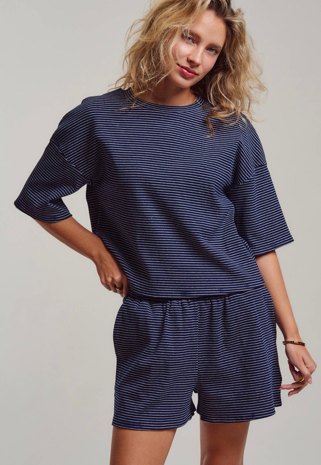 Striped Matching Set - Navy