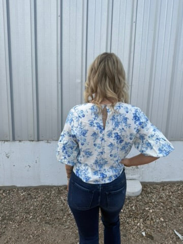 Blue Floral Blouse