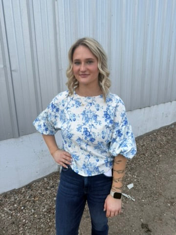 Blue Floral Blouse