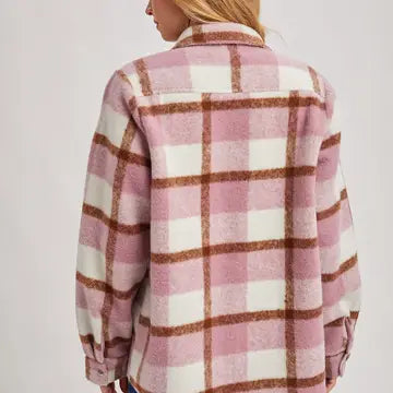 Plaid Brushed Shacket - Mauve