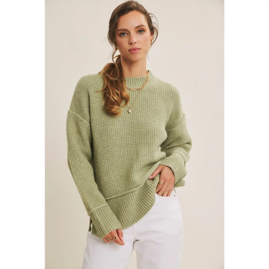 Brushed Waffle Sweater - Matcha